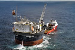 The circular-shaped FPSO Voyageur Spirit at the Huntington field in the UK central North Sea is expected to sailaway later this year.