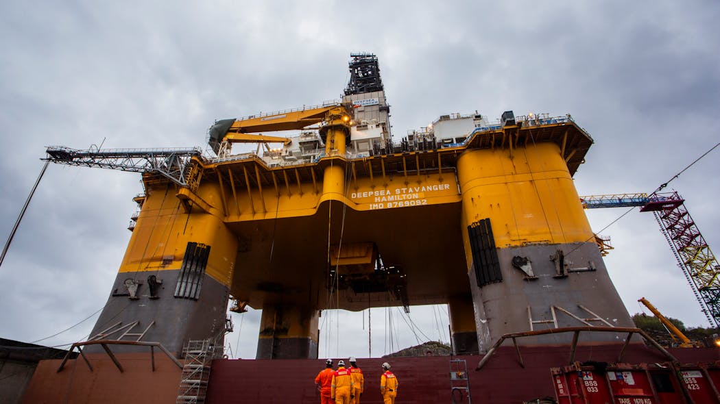 The Odfjell Drilling semisubmersible Deepsea Stavanger.