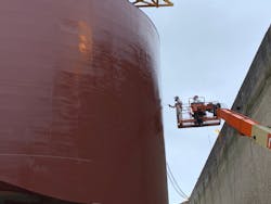 Jotun is applying the anti-fouling SeaQuantum Ultra S and topcoat Hardtop One, a polixiloxane coating, at the Semco Maritime yard near Bergen. Jotun is applying the anti-fouling SeaQuantum Ultra S and topcoat Hardtop One, a polixiloxane coating, at the Semco Maritime yard near Bergen.