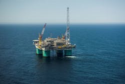 The Gjøa semisubmersible platform in the Norwegian North Sea. The Gjøa semisubmersible platform in the Norwegian North Sea.