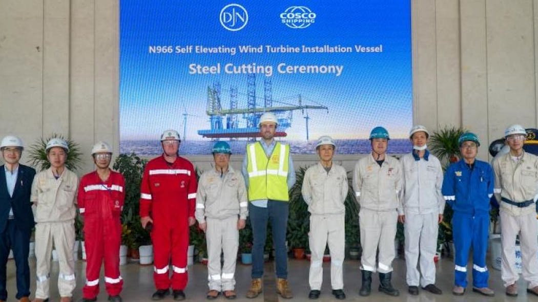 Steel cutting ceremony for the jackup installation vessel Voltaire.