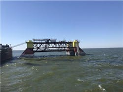 The accommodation platform jacket for the V.I. Grayfer field in the Russian sector of the Caspian Sea. The accommodation platform jacket for the V.I. Grayfer field in the Russian sector of the Caspian Sea.