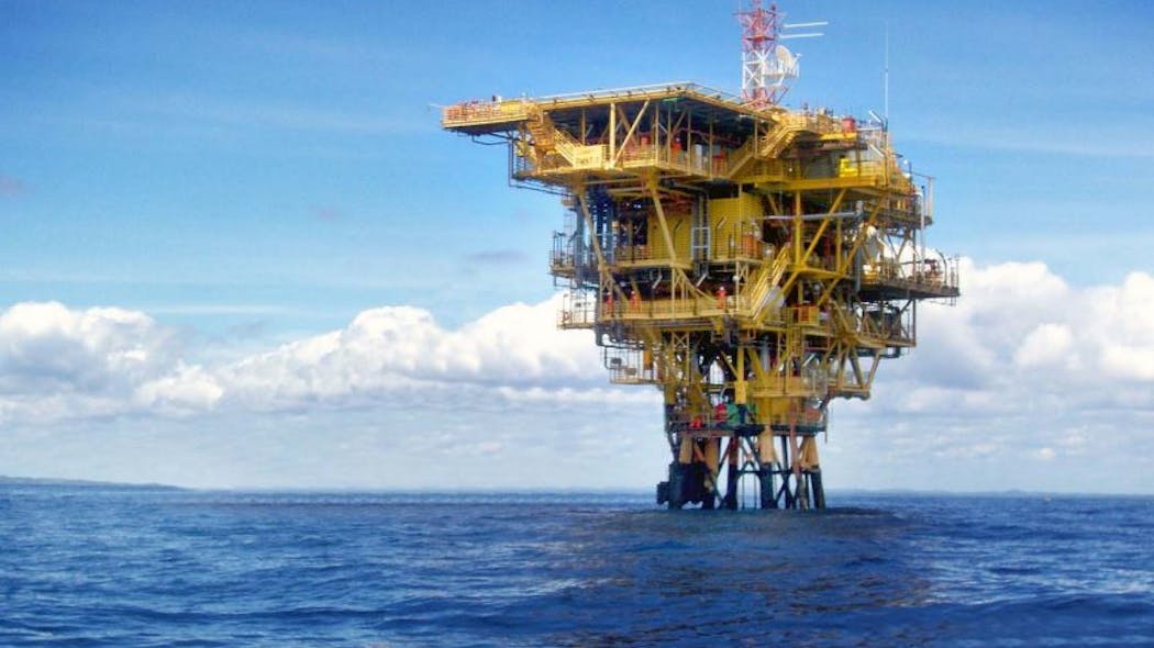 The PMNT-1 fixed platform is connected to six producing gas wells at the Manati field offshore Brazil.
