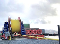 The operation involved transpooling MEG injection lines from 28 Tenaris transportation reels onto seven client-supplied offshore installation reels for two separate subsea installation projects, using an MDL flex-lay spread. The operation involved transpooling MEG injection lines from 28 Tenaris transportation reels onto seven client-supplied offshore installation reels for two separate subsea installation projects, using an MDL flex-lay spread.