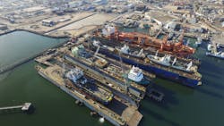 Namdock includes three floating docks and on-site fabrication facilities. Namdock includes three floating docks and on-site fabrication facilities.