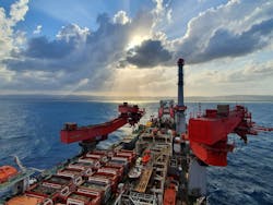 The pipelay vessel Solitaire offshore Israel. The pipelay vessel Solitaire offshore Israel.