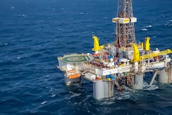 The semisubmersible drilling rig WilPhoenix. The semisubmersible drilling rig WilPhoenix.