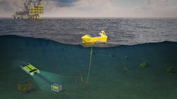 Hybrid PowerBuoy powering subsea assets. Hybrid PowerBuoy powering subsea assets.