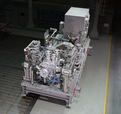 A centrifugal compressor train for offshore gas production. A centrifugal compressor train for offshore gas production.