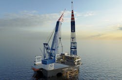 Illustration of the semisubmersible crane vessel OOS Zeelandia. Illustration of the semisubmersible crane vessel OOS Zeelandia.