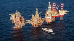 The Valhall field complex on the Norwegian continental shelf.
