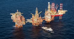 The Valhall field complex on the Norwegian continental shelf. The Valhall field complex on the Norwegian continental shelf.