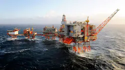 The Valhall complex in the North Sea. The Valhall complex in the North Sea.
