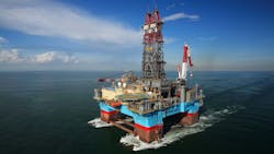 The semisubmersible drilling rig Mærsk Developer) The semisubmersible drilling rig Mærsk Developer)