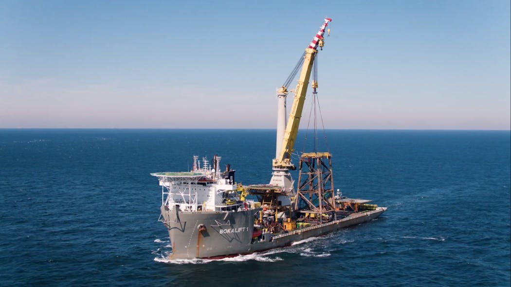 Boskalis&rsquo; Bokalift 1 removed around 3,400 metric tons (3,748 tons) of steel structures during the campaign, using its 3,000-ton crane, which were lifted onto the vessel&rsquo;s deck.