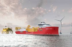 The company’s new cable laying vessel Aurora will install the export cables at the Seagreen wind farm offshore Scotland. The company’s new cable laying vessel Aurora will install the export cables at the Seagreen wind farm offshore Scotland.
