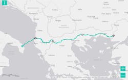 The Trans Adriatic Pipeline route. The Trans Adriatic Pipeline route.