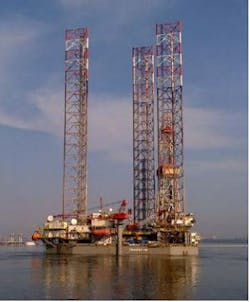 The jackup drilling rig Trident 16. The jackup drilling rig Trident 16.