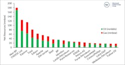 Companies that discovered net resources of >10 MMboe. Companies that discovered net resources of >10 MMboe.