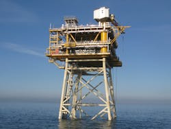 The York gas field platform in the UK southern North Sea.