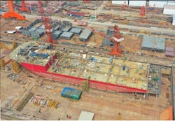 The heavy lift vessel Alfa Lift is currently under construction at CMHI’S shipyard in China. The heavy lift vessel Alfa Lift is currently under construction at CMHI’S shipyard in China.