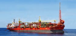 The FPSO Cidade de Itajaí operates at the Baúna field in the Santos basin offshore Brazil. The FPSO Cidade de Itajaí operates at the Baúna field in the Santos basin offshore Brazil.