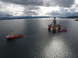 The semisubmersible Deepsea Stavanger heading to South Africa. The semisubmersible Deepsea Stavanger heading to South Africa.