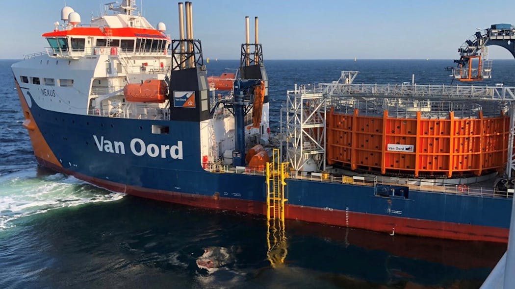 The cable-laying vessel Nexus installed the cables at the Borssele 1 &amp; 2 offshore wind farm in the Dutch North Sea.