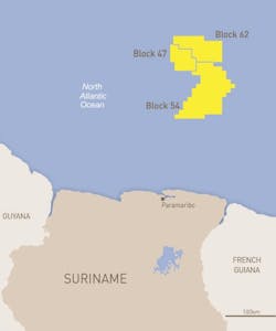 Location of block 47 offshore Suriname. Location of block 47 offshore Suriname.