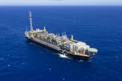 The FPSO P-74 operates at the Búzios field in the presalt Santos basin offshore Brazil. The FPSO P-74 operates at the Búzios field in the presalt Santos basin offshore Brazil.