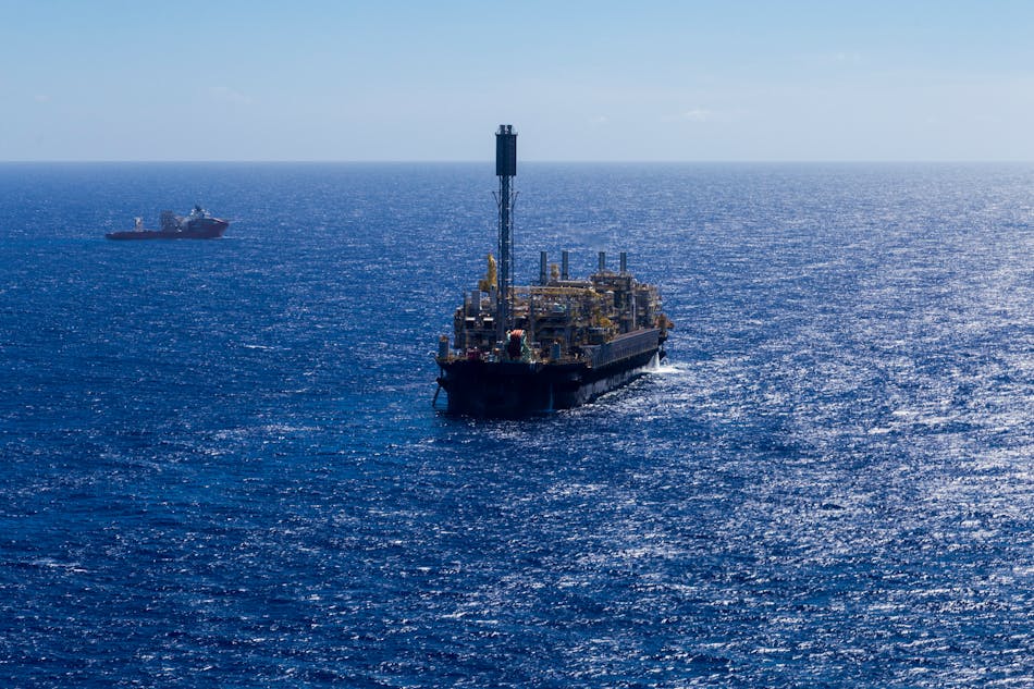 The FPSO P-74 at the B&uacute;zios field offshore Brazil.