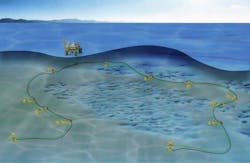 Schematic of the Scarborough field development. Schematic of the Scarborough field development.