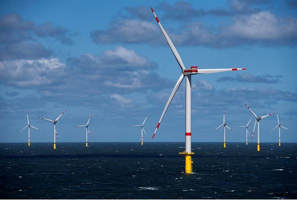 The Trianel Windpark Borkum II is 45 km (28 mi) north of Borkum.