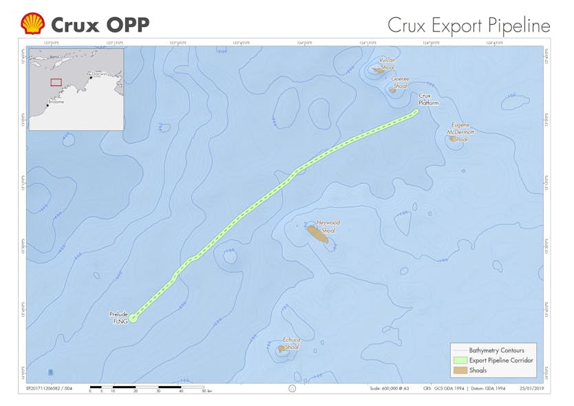 Shell proposes a tieback of the Crux field&rsquo;s gas to the Prelude FLNG vessel.