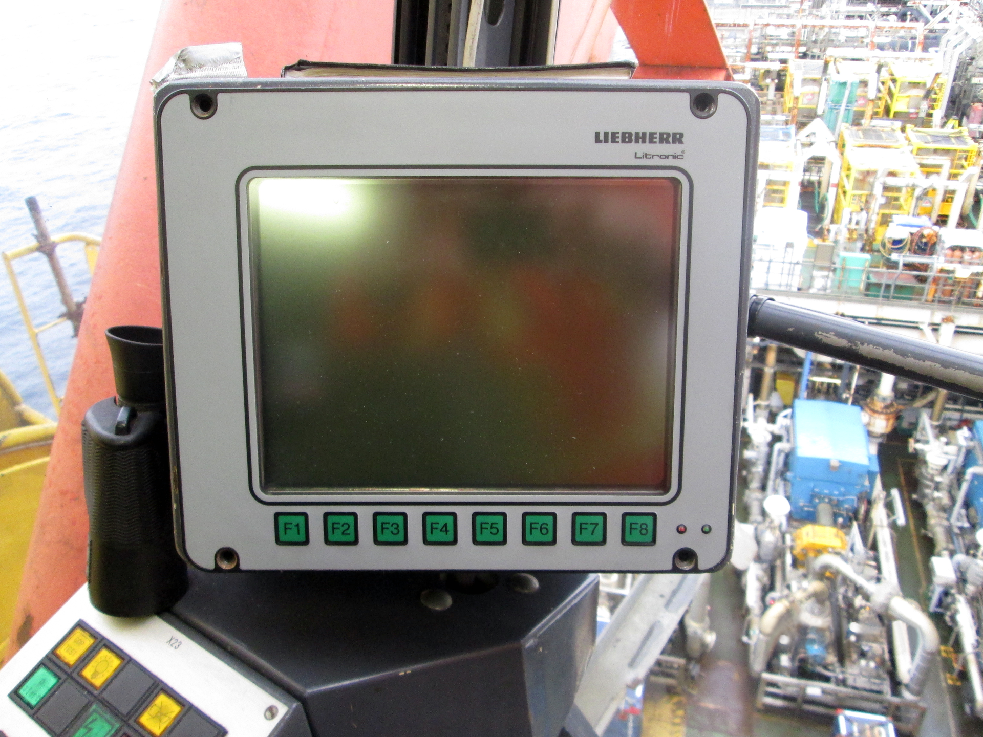 Existing control monitor in forward crane.
