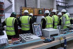 New crane control system set up for a factory test. New crane control system set up for a factory test.