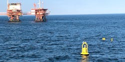 The PB3 PowerBuoy offshore Italy. The PB3 PowerBuoy offshore Italy.