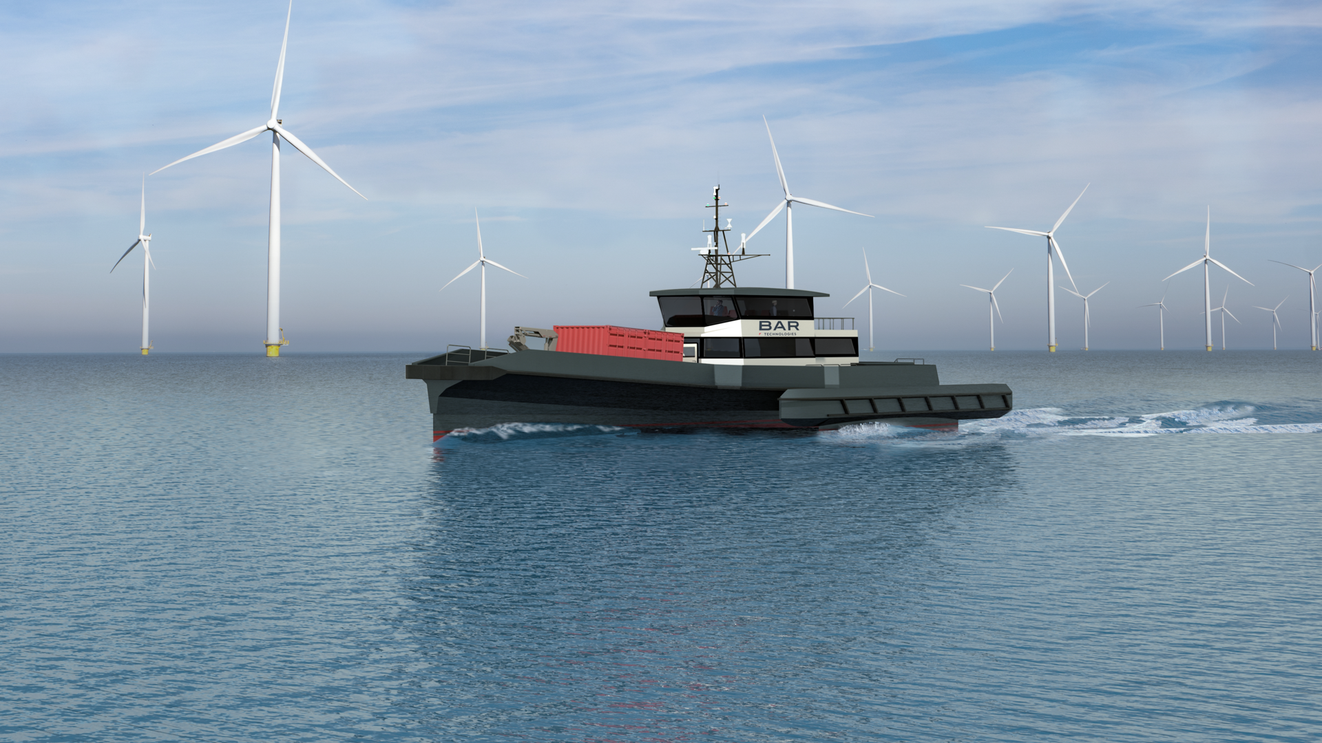 Rendering of the 30-m crew transfer vessel for the US offshore wind market.