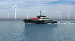 Rendering of the 30-m crew transfer vessel for the US offshore wind market.