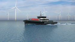 Rendering of the 30-m crew transfer vessel for the US offshore wind market. Rendering of the 30-m crew transfer vessel for the US offshore wind market.