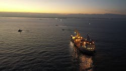 The cable-laying vessel Willem de Vlamingh. The cable-laying vessel Willem de Vlamingh.