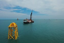 Jacket installation at the Changhua offshore wind farm.