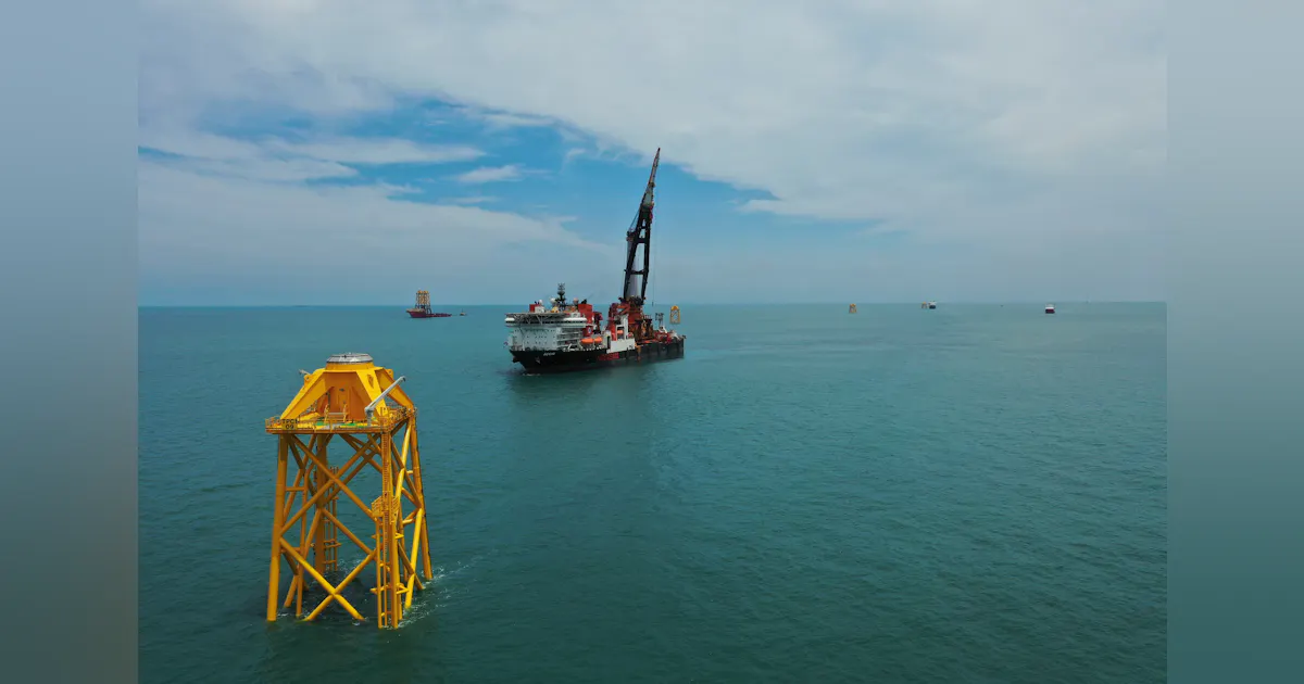 Jacket installation under way at TPC Changhua wind farm offshore Taiwan ...