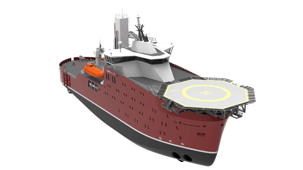 Artist&rsquo;s impression of the VARD 4 19 US service operations vessel design.