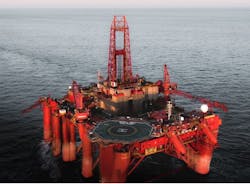 The semisubmersible drilling rig Borgland Dolphin.