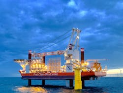 The jackup installation vessel Brave Tern arrived in Taiwan last month. The jackup installation vessel Brave Tern arrived in Taiwan last month.