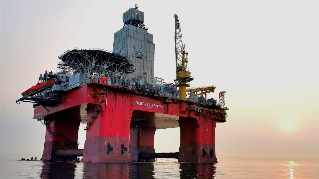 The semisubmersible drilling rig Deepsea Yantai.