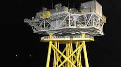 The second offshore substation platform at the Moray East wind farm.