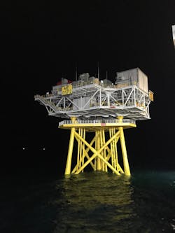 The second offshore substation platform at the Moray East wind farm.