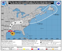Hurricane Laura Cone Map 8 26 2020 10am